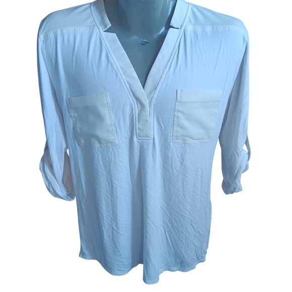 Men's Large Shirt Calvin Klein White Roll Sleeve Y2K Club Night Dancer - Picture 2 of 5